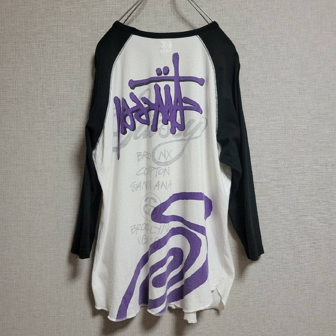 【希少】Vintage 90s STUSSY 七分丈 ラグランTシャツ 長袖 2