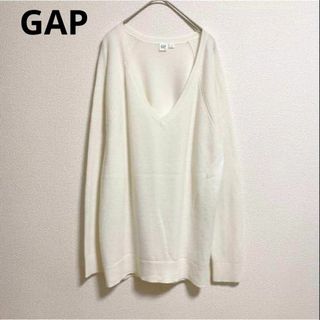 ギャップ(GAP)のst42 GAP ニット アイボリー 長袖 V字カット 無地 シンプル(ニット/セーター)