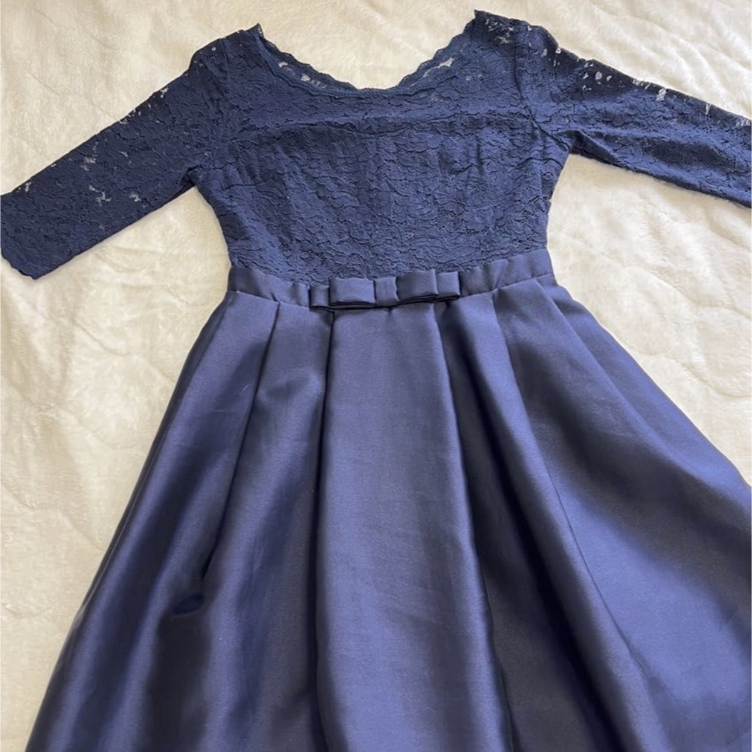 パーティドレス 紺色 結婚式ドレス  レディースのフォーマル/ドレス(ミディアムドレス)の商品写真