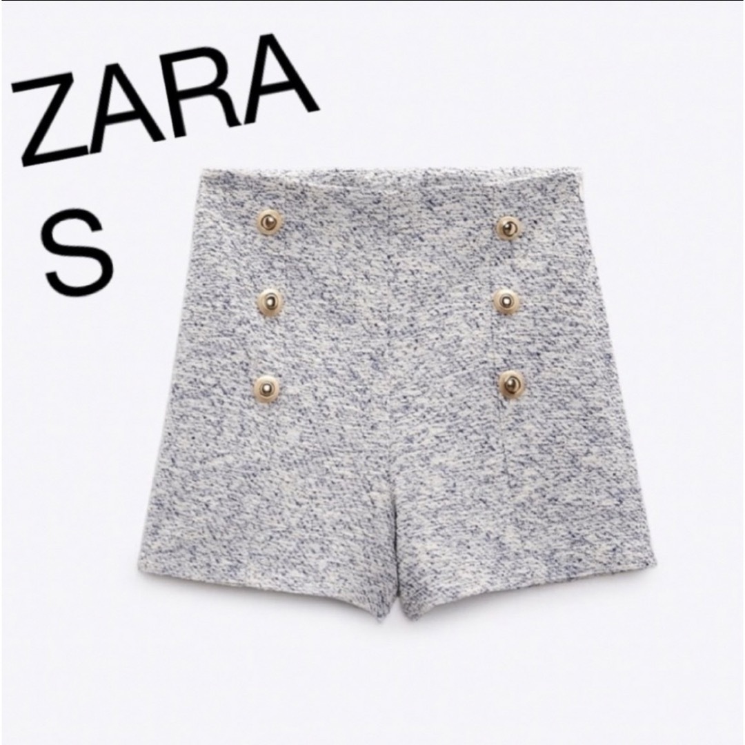 ZARA - ゴールドボタンテクスチャードバミューダパンツの通販 by ZARA - ゴールドボタンテクスチャードバミューダパンツの通販 by