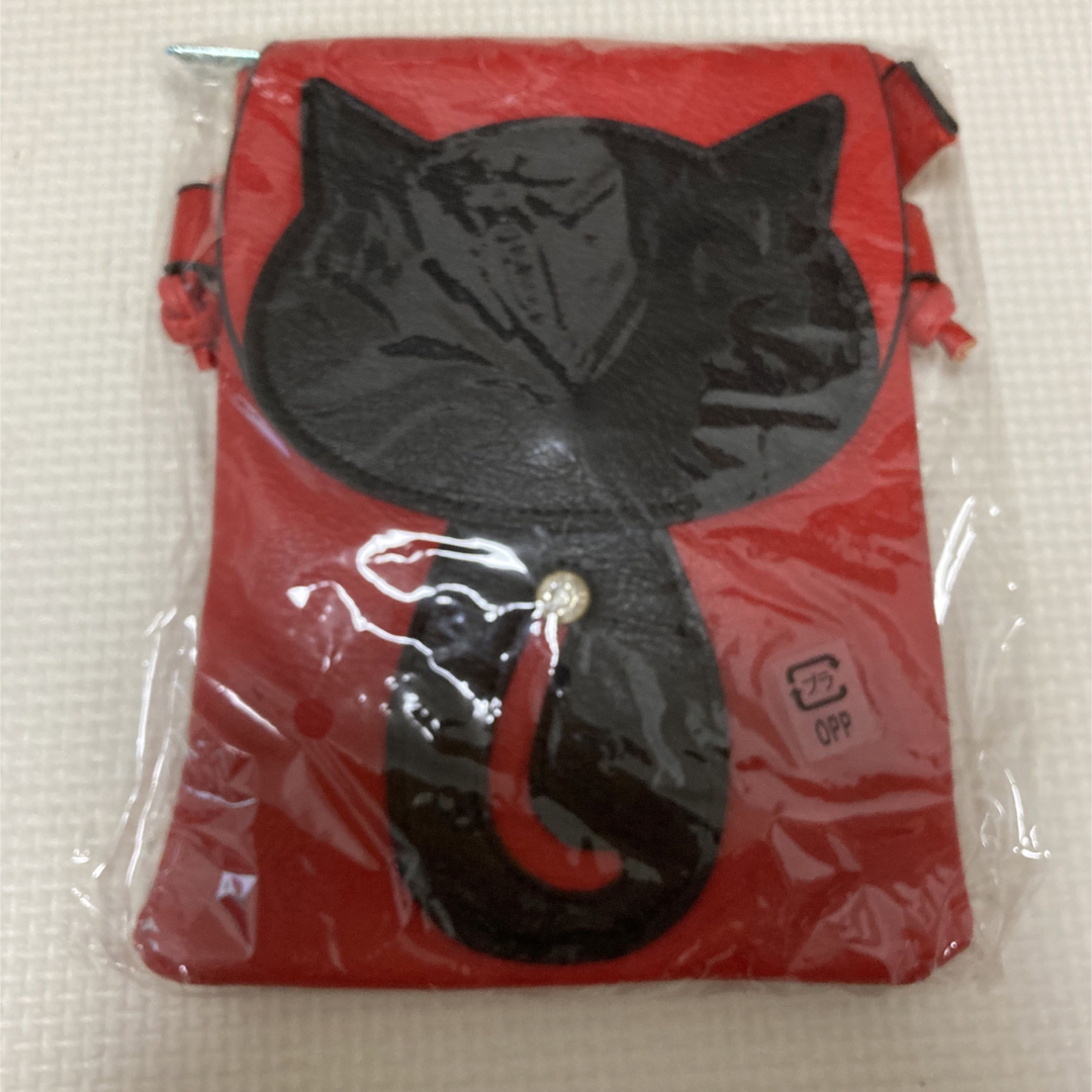 ミニショルダーバッグ スマホポシェット　レッド/ブラック レディースのバッグ(ショルダーバッグ)の商品写真