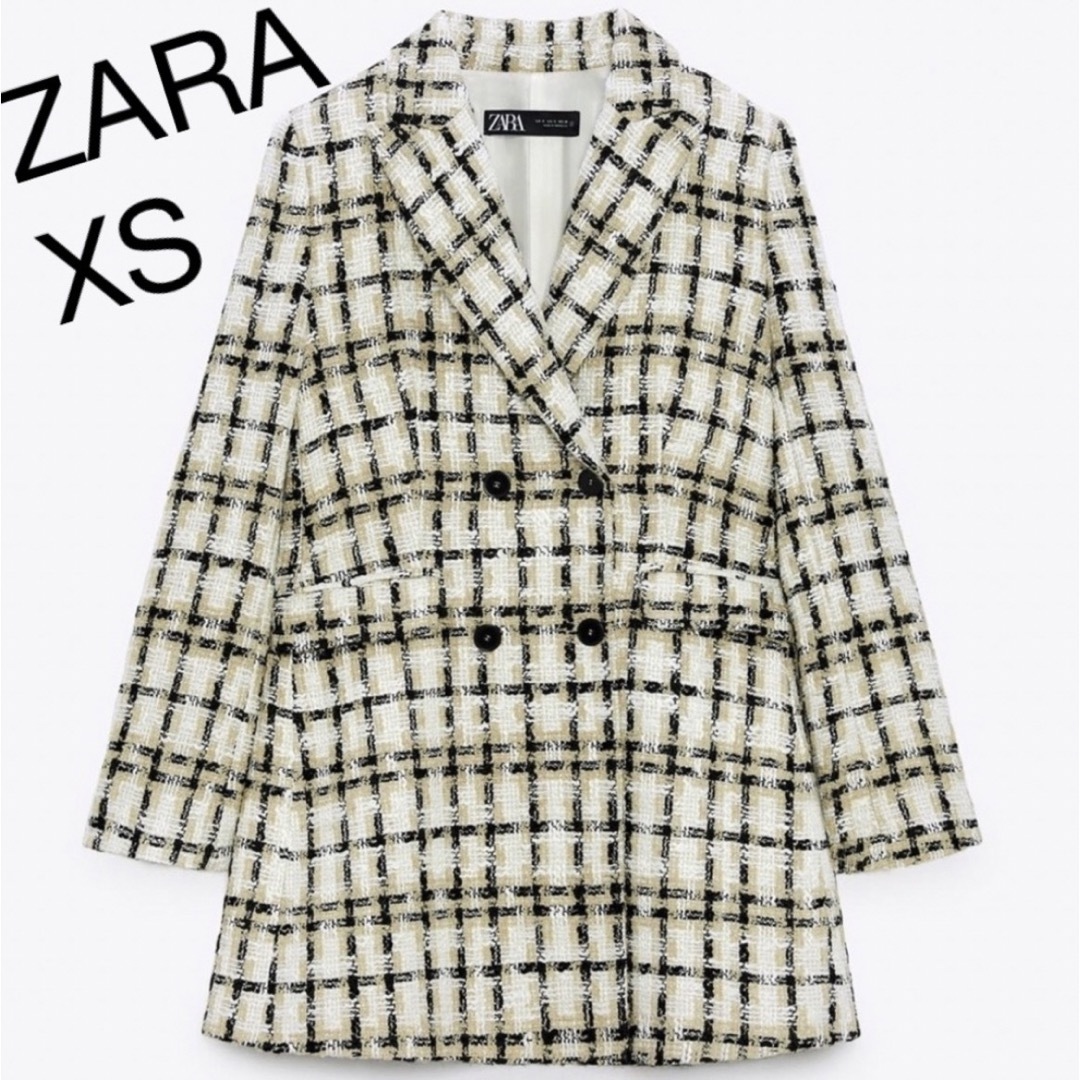 ZARA(ザラ)のロングテクスチャーチェックブレザー レディースのジャケット/アウター(テーラードジャケット)の商品写真