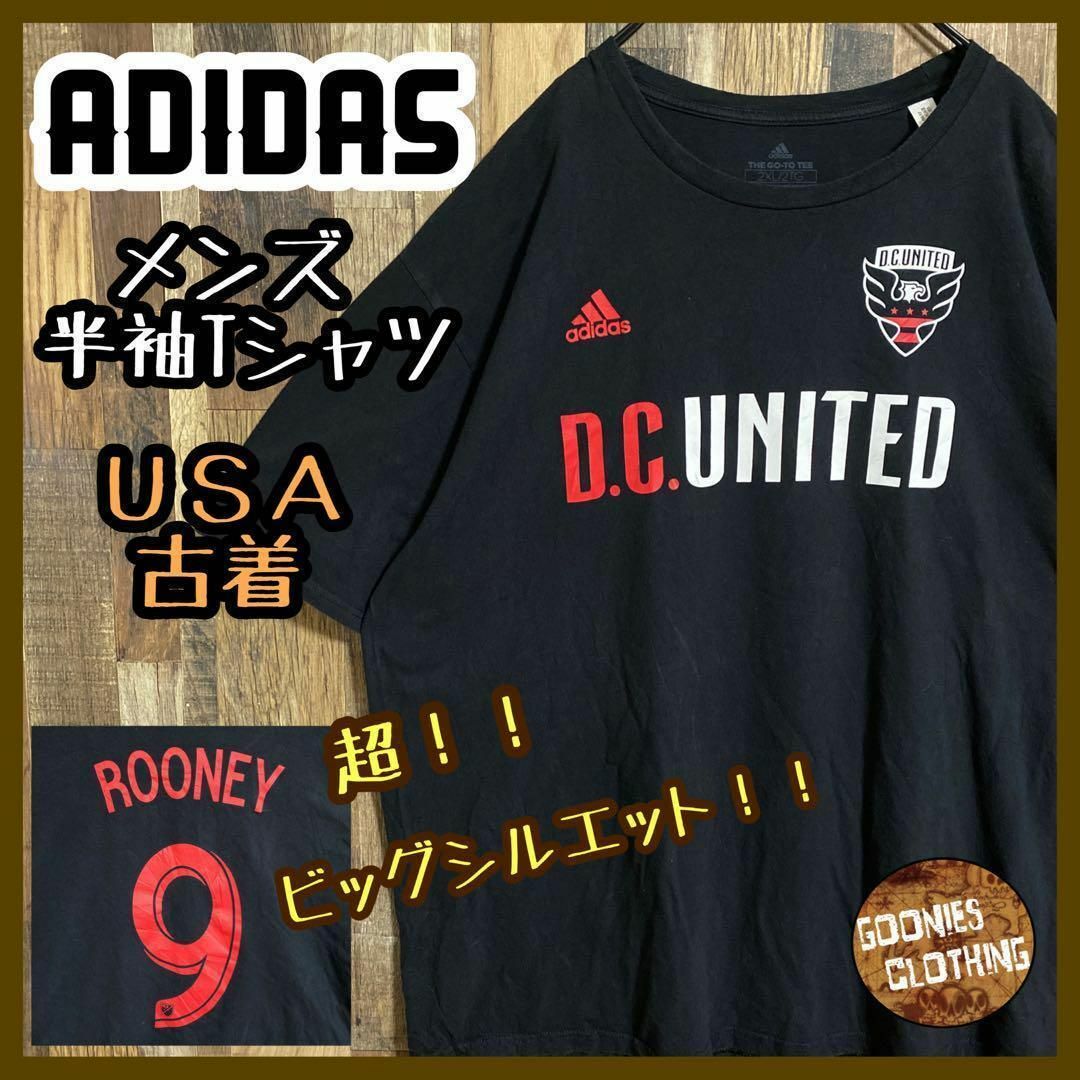 adidas メンズ 半袖Tシャツ 黒 ゲームシャツ 黒 9 USA 90s