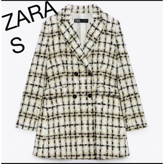 ザラ(ZARA)のロングテクスチャーチェックブレザー(テーラードジャケット)