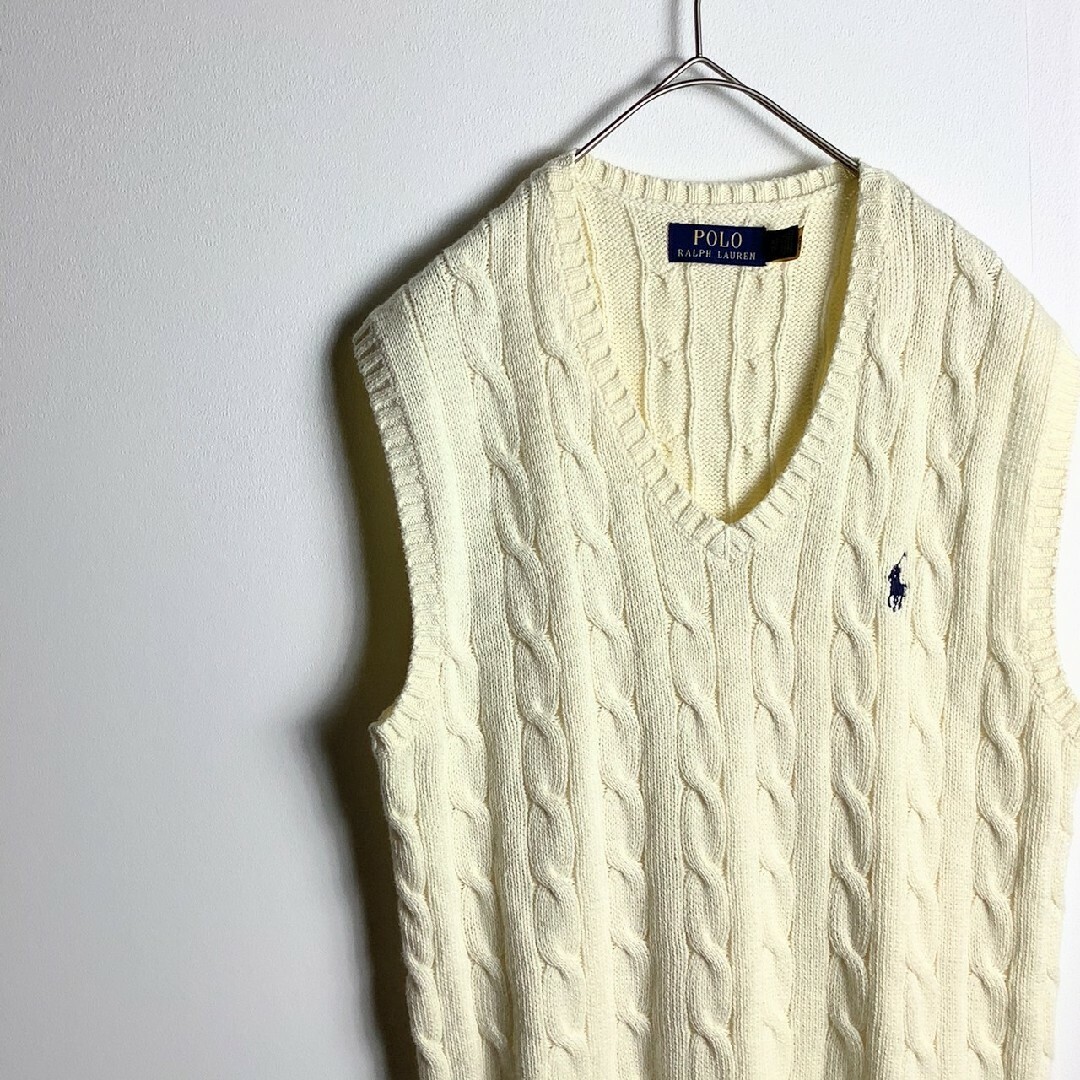 POLO RALPH LAUREN(ポロラルフローレン)のポロラルフローレン　現行モデル　ケーブル編み　V　ハーフニット　ベスト レディースのトップス(ニット/セーター)の商品写真