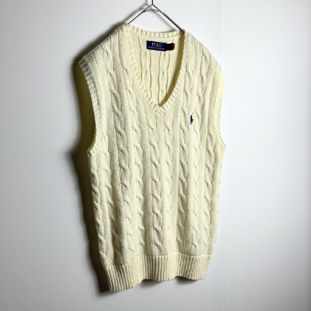 POLO RALPH LAUREN(ポロラルフローレン)のポロラルフローレン　現行モデル　ケーブル編み　V　ハーフニット　ベスト レディースのトップス(ニット/セーター)の商品写真