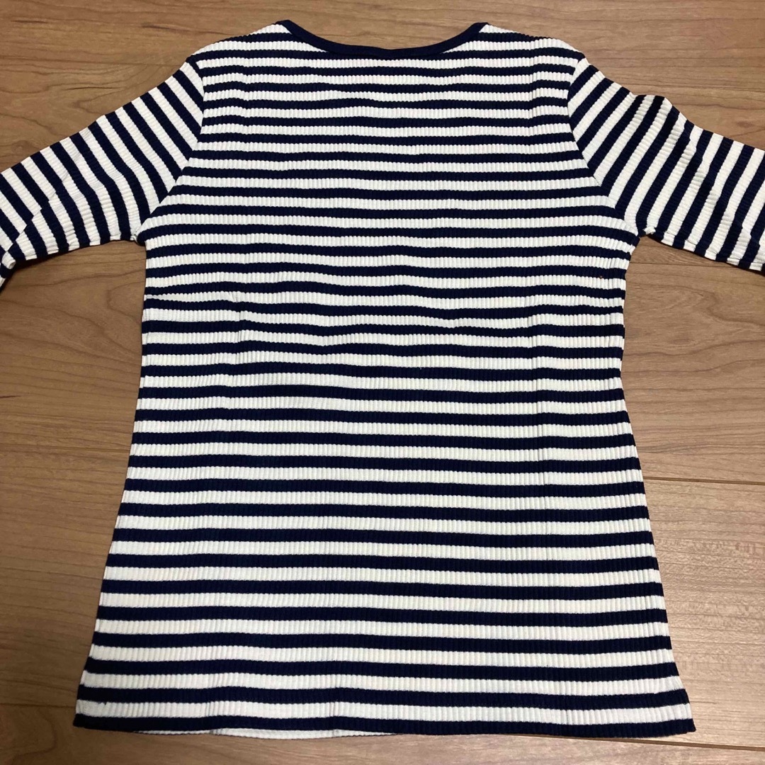 UNIQLO(ユニクロ)の新品 ユニクロ UNIQLO リブ    ボーダークルーネックＴ 140 ロンＴ キッズ/ベビー/マタニティのキッズ服女の子用(90cm~)(Tシャツ/カットソー)の商品写真