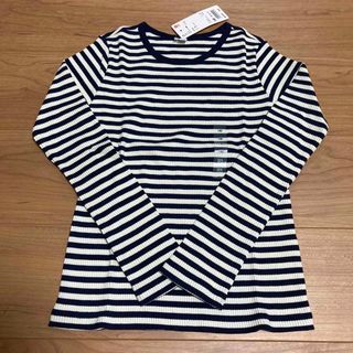 ユニクロ(UNIQLO)の新品 ユニクロ UNIQLO リブ    ボーダークルーネックＴ 140 ロンＴ(Tシャツ/カットソー)