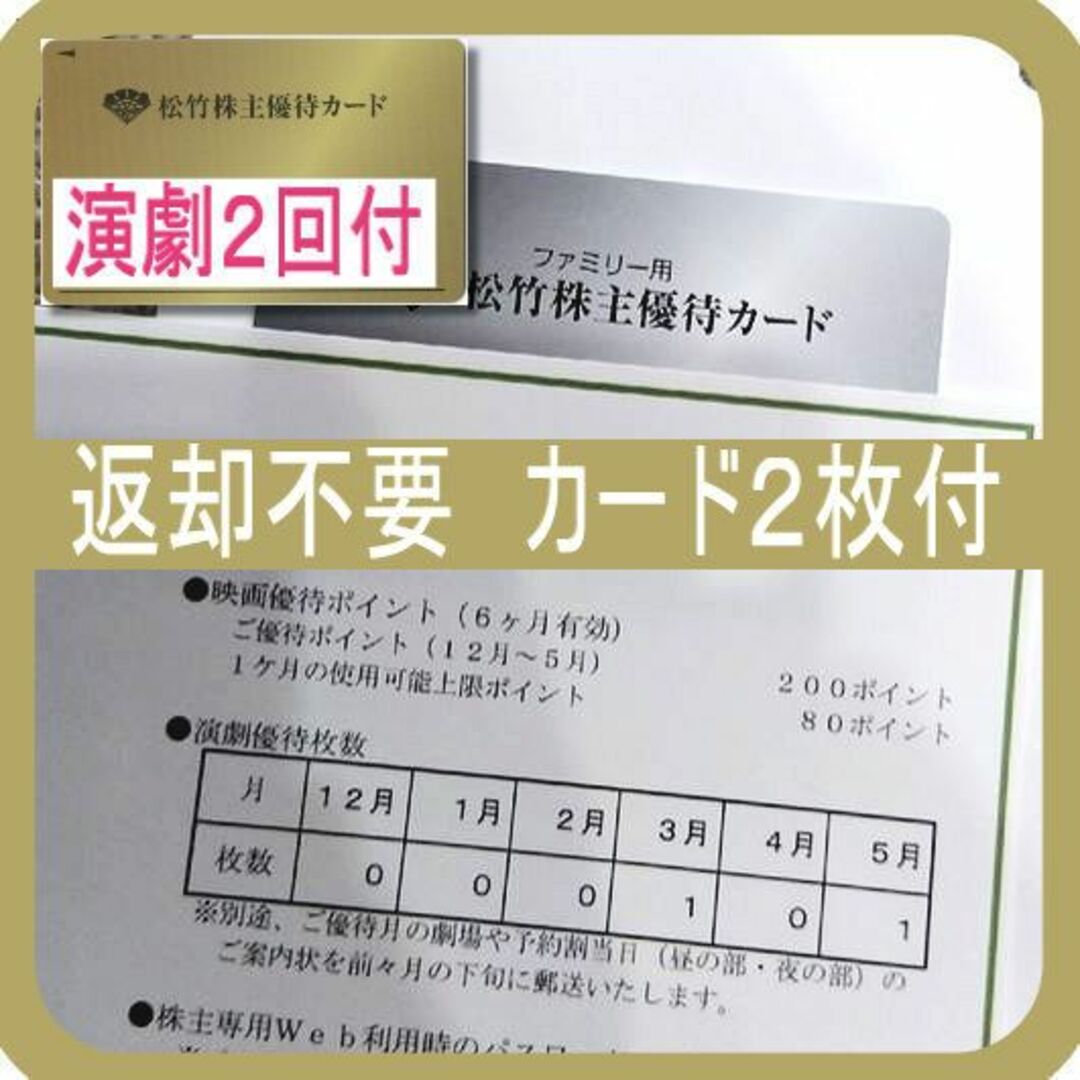 200ポイント+演劇2回) 松竹 株主優待 200ポイント 演劇2回付 最新 - その他