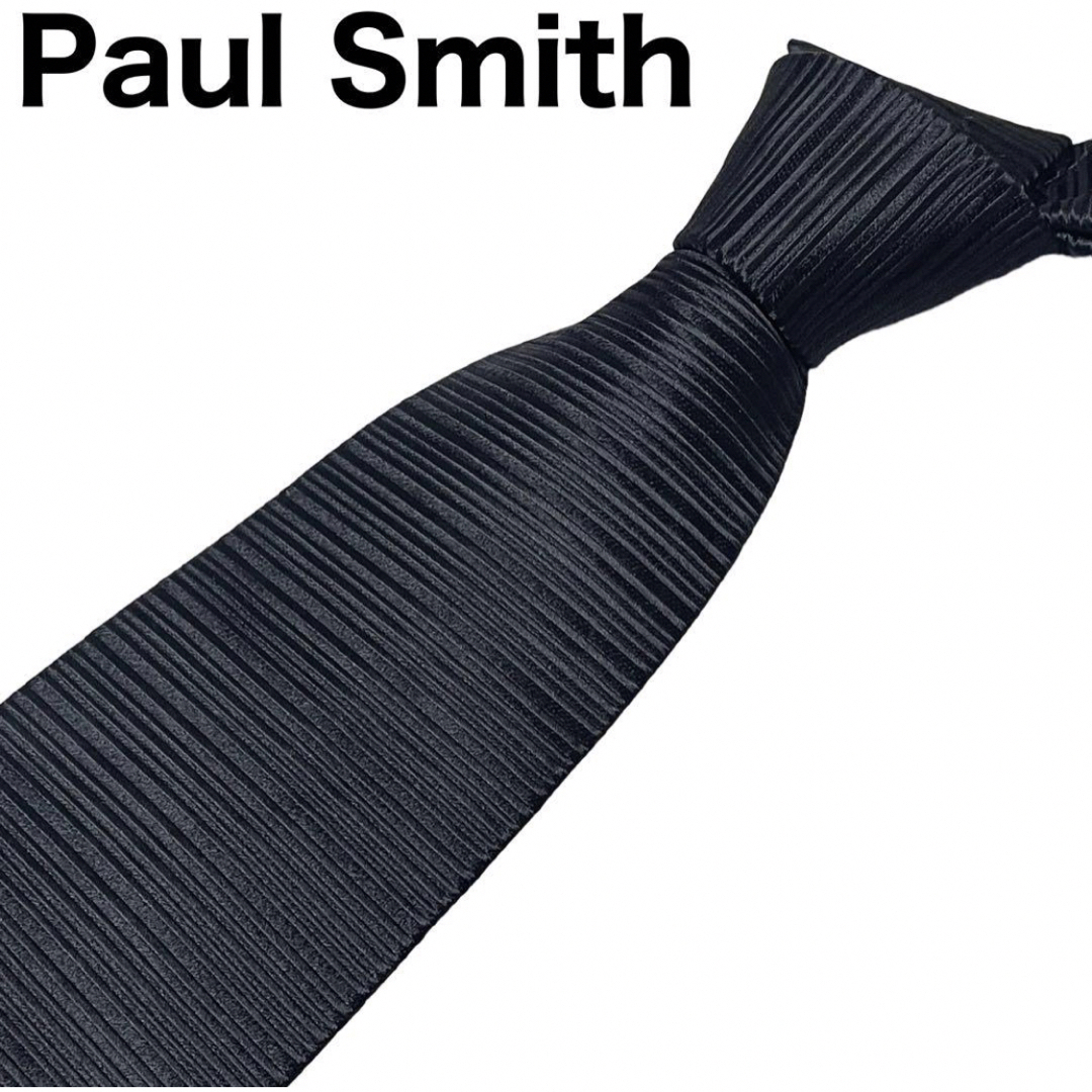 Paul Smith - Paul Smith ネクタイ 光沢 ブラック ソリッド シルク100