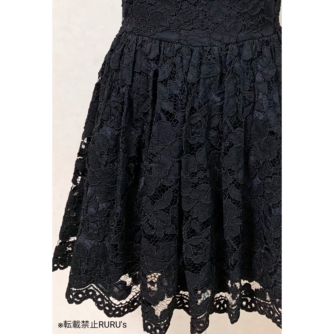 新品 alice+olivia 刺繍レース フィット&フレア ワンピースドレス黒