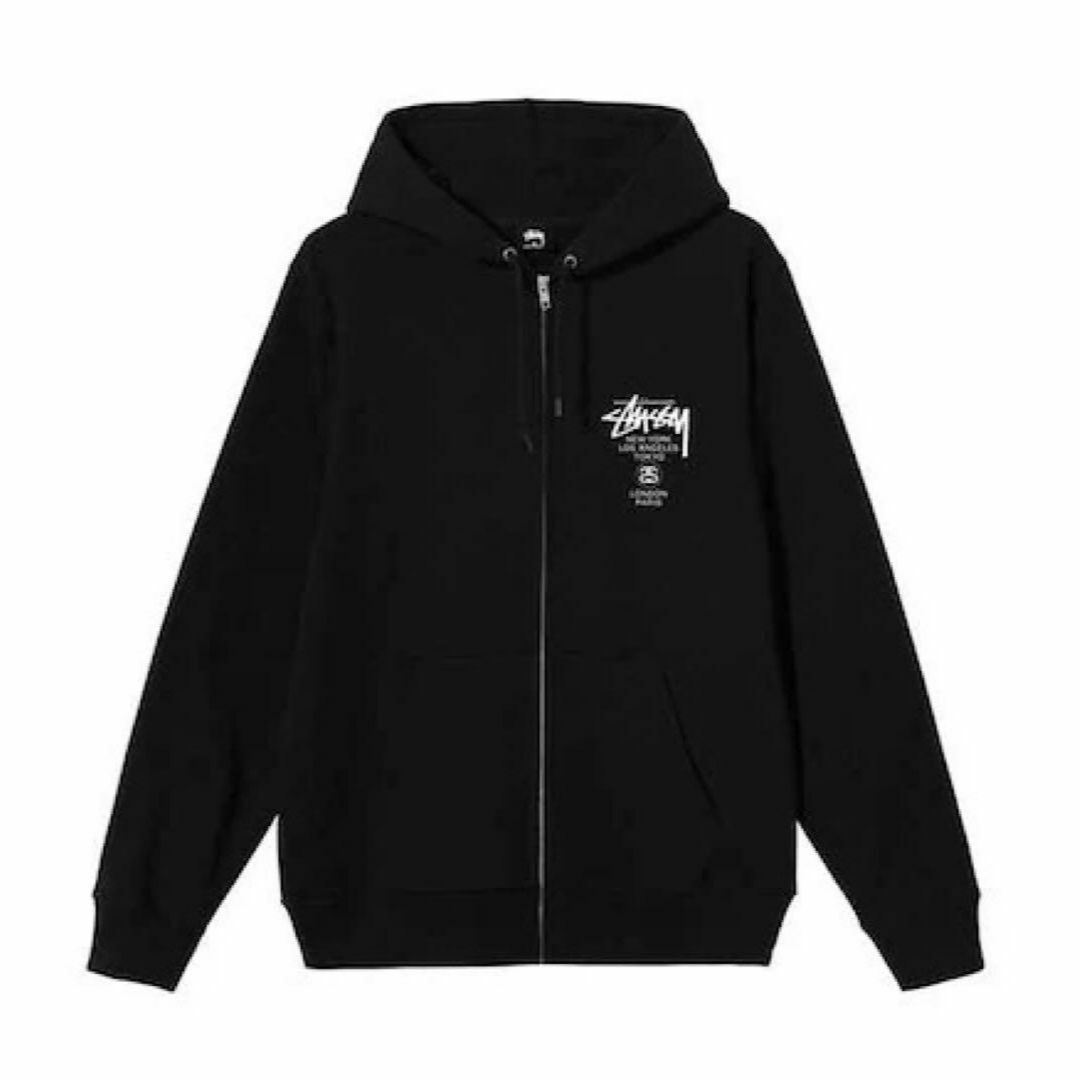 ステューシー WORLD TOUR ZIP HOODIE パーカー　黒　L 2