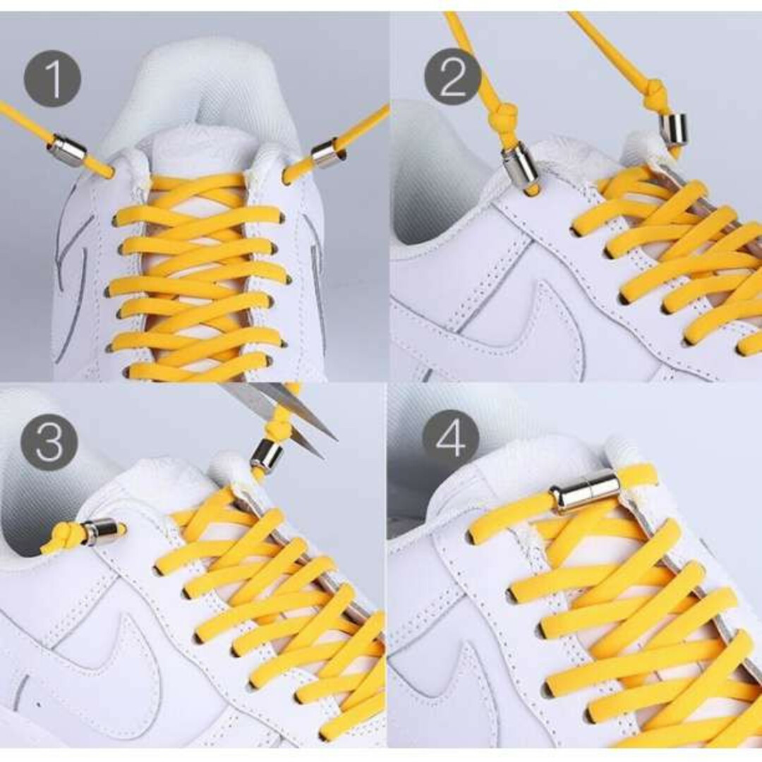 オレンジ 結ばない ほどけない 靴紐 シルバーカプセル シューレスロック レディースのレッグウェア(その他)の商品写真