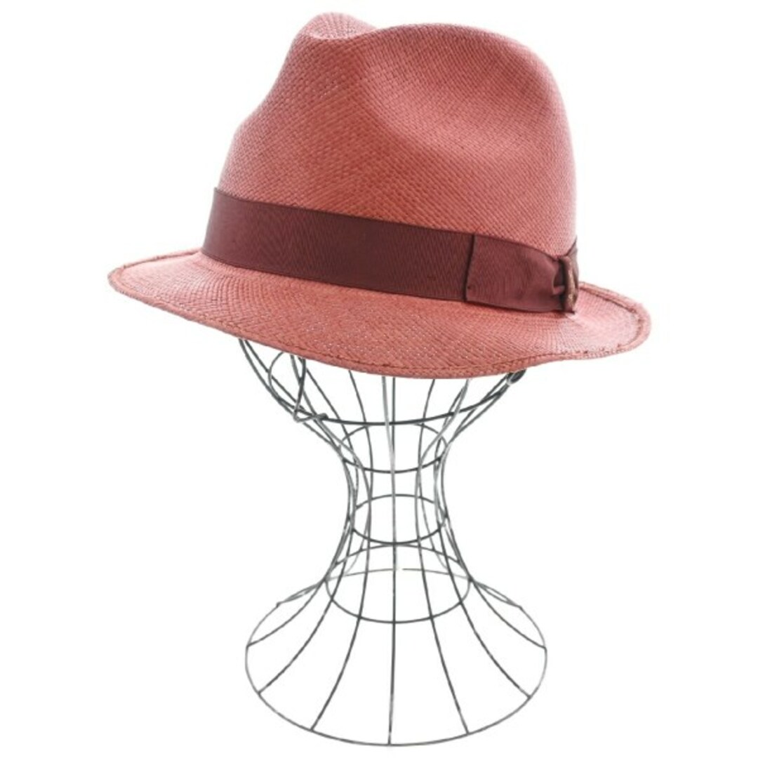 Borsalino ボルサリーノ ストローハット 60 赤 【古着】-