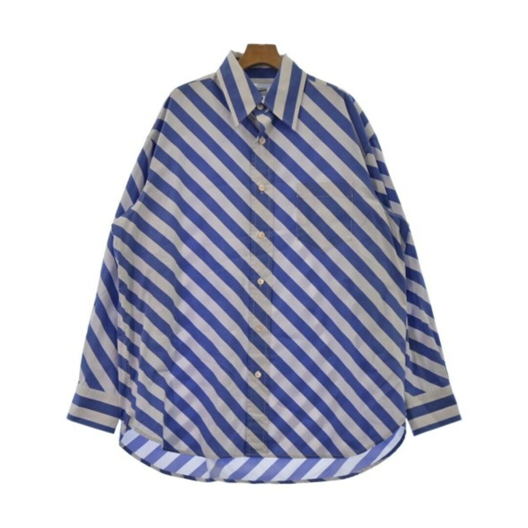 MARNI マルニ カジュアルシャツ 50(XL位) 青x白系(ボーダー)長袖柄