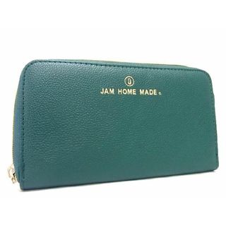 ジャムホームメイド(JAM HOME MADE)の■美品■ JAM HOME MADE ジャムホームメイド レザー ラウンドファスナー 長財布 ウォレット 小銭入れ グリーン系 DD3144(折り財布)