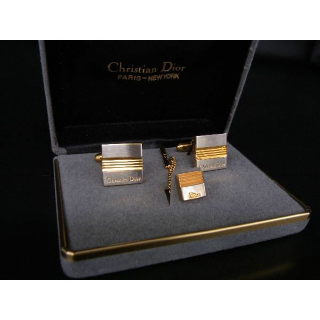 ChristianDior ディオール カフス カフリンクス タイピン ネクタイピン アクセサリー メンズ 2点セット シルバー系×ゴールド系  DD2615 | フリマアプリ ラクマ