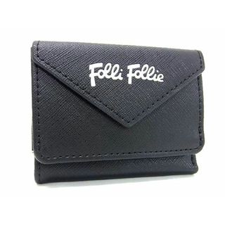 フォリフォリ(Folli Follie)の■極美品■ Folli Follie フォリフォリ レザー 三つ折り 財布 ウォレット 小銭入れ 札入れ レディース ブラック系 DD3140(財布)