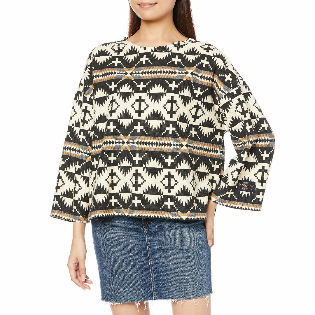 【サイズ:M_色:ブラック】[ロキシー] トレーナー PENDLETON