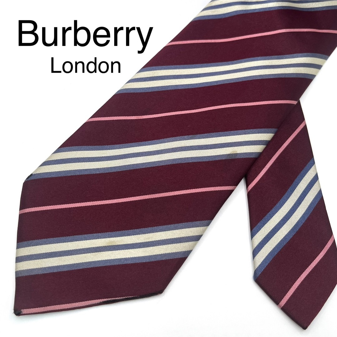 BURBERRY(バーバリー)のBURBERRY LONDON バーバリーロンドン ネクタイ 赤 ストライプ メンズのファッション小物(ネクタイ)の商品写真