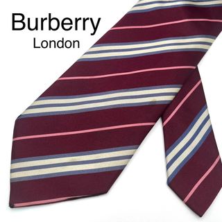 バーバリー(BURBERRY)のBURBERRY LONDON バーバリーロンドン ネクタイ 赤 ストライプ(ネクタイ)