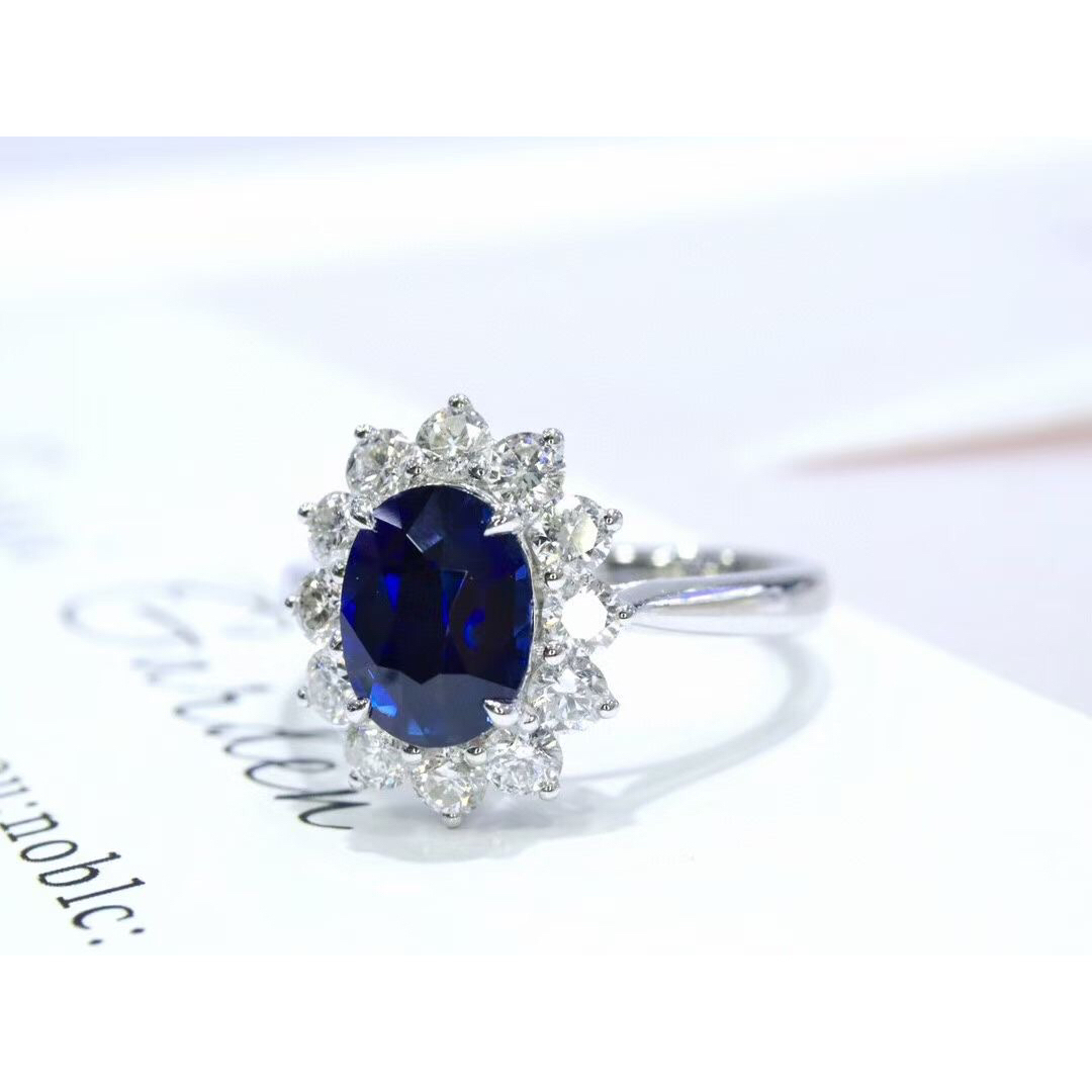 天然 ロイヤルブルーサファイア ダイヤ リング2.03ct k18 f レディースのアクセサリー(リング(指輪))の商品写真