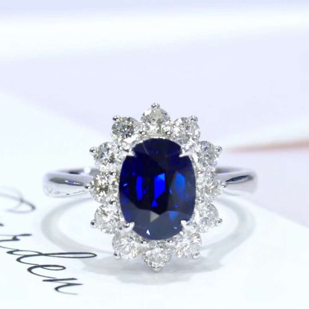 天然 ロイヤルブルーサファイア ダイヤ リング2.03ct k18 f レディースのアクセサリー(リング(指輪))の商品写真