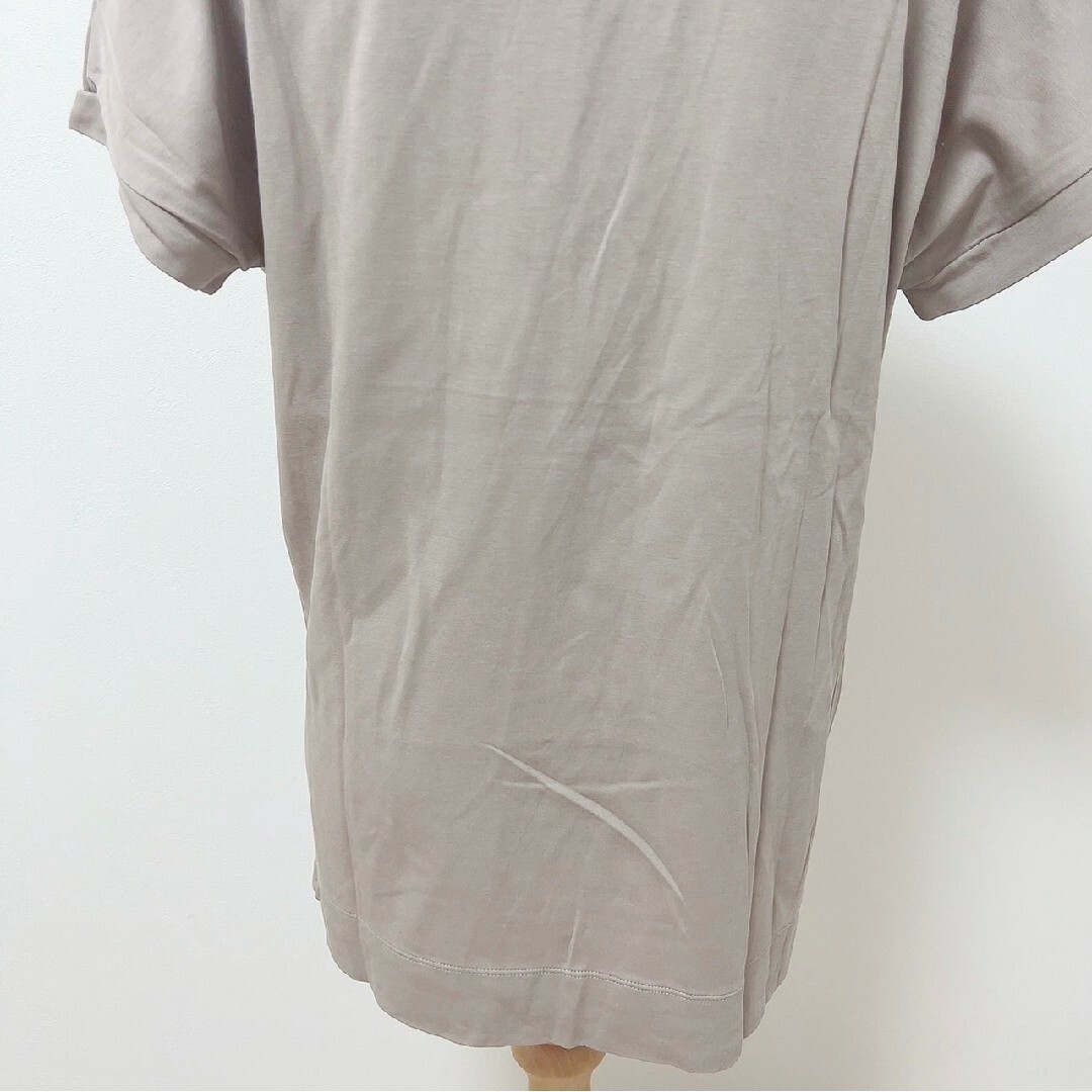 MUJI (無印良品)(ムジルシリョウヒン)の無印良品　半袖カットソー　ベージュ　M～L　綿100%　オフィスカジュアル レディースのトップス(Tシャツ(半袖/袖なし))の商品写真