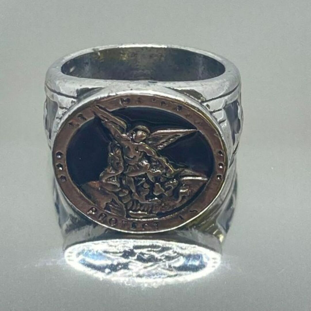 シルバー リング ミカエル 天使 指輪 アンティーク 神 大天使 クロス 22号 メンズのアクセサリー(リング(指輪))の商品写真