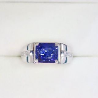 天然 ロイヤルブルーサファイア ダイヤ リング3.47ct k18 f(リング(指輪))