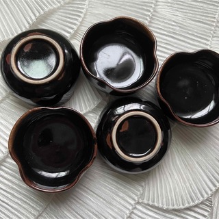 黒　変形小鉢　５個セット(食器)