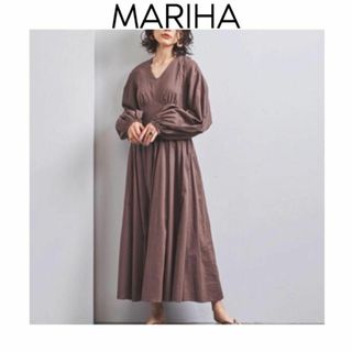 ②MARIHA マリハ　ノースリーブ　ロングワンピース　コットン　花柄　ブラウン