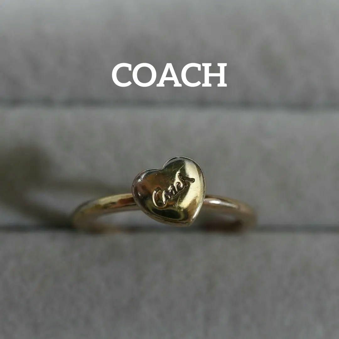 【匿名配送】COACH コーチ リング 指輪 11号 ゴールド ロゴ ハート