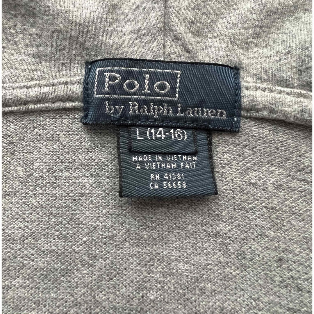 【美品】ラルフローレン ビックポニー グレー鹿の子生地パーカーL (14-16)