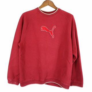 プーマ(PUMA)のPUMA プーマ ワンポイント スウェット 大きいサイズ ロゴ ラグランスリーブ レッド (レディース XXL) 中古 古着 O8300(トレーナー/スウェット)