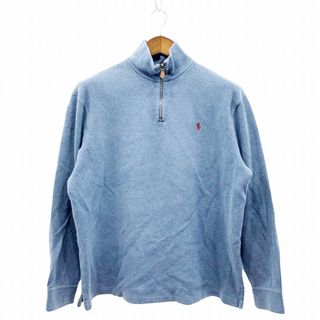 ポロラルフローレン(POLO RALPH LAUREN)のPolo by Ralph Lauren ポロバイラルフローレン ワンポイントロゴ ポニー ハーフジップ セーター ブルー (メンズ L) 中古 古着 O8314(ニット/セーター)