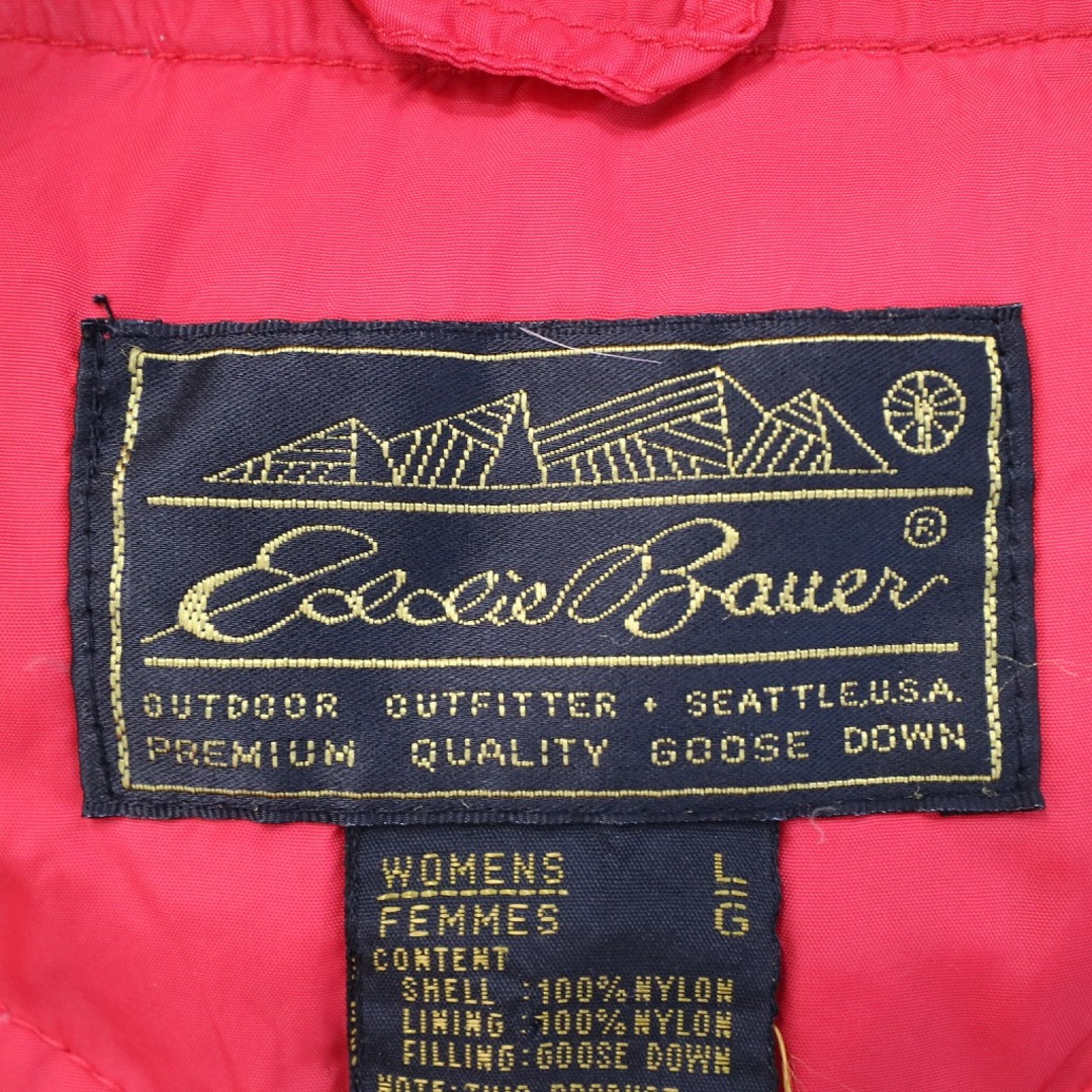 90年代 Eddie Bauer エディーバウアー ナイロンダウン ベスト
 防寒  防風  アメカジ レッド (レディース L)   O8289 6