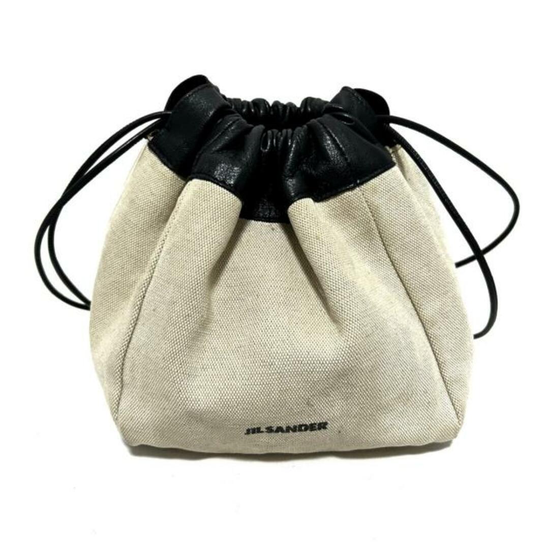 JIL SANDER ジルサンダー カゴバッグ ジュートバケット ショルダーバッグ ロゴ文字 ベージュ シルバー金具 レザー 美品  52131