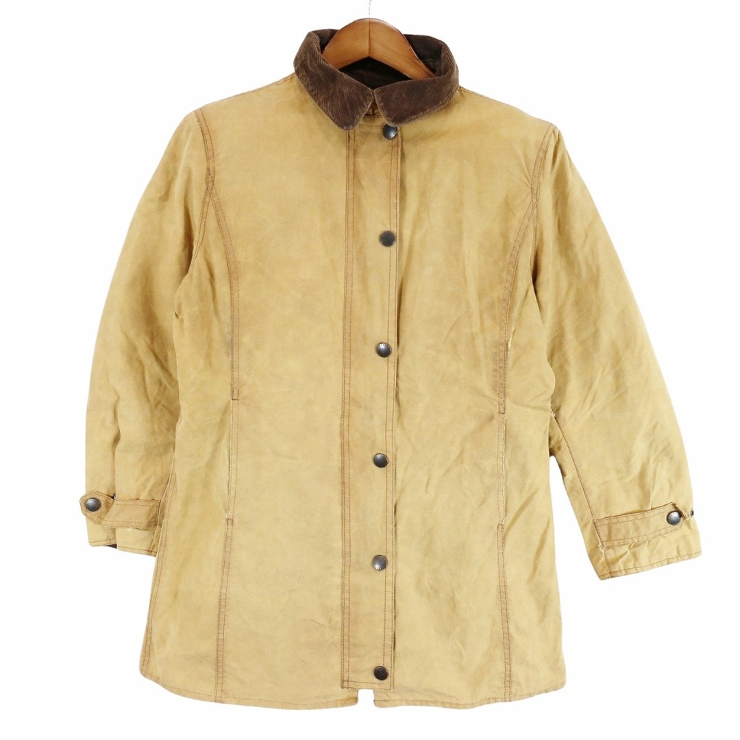 Barbour(バーブァー)の90年代 イングランド製 Barbour L65 NEWMARKET JACKET コットン オイルドジャケット  ユーロ ブラウン (レディース 12) 中古 古着 O8373 レディースのジャケット/アウター(その他)の商品写真