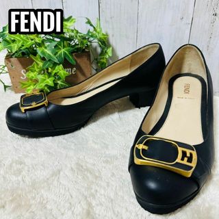 希少☆FENDI パテントレザー ベルト パンプス ブラック 24cm