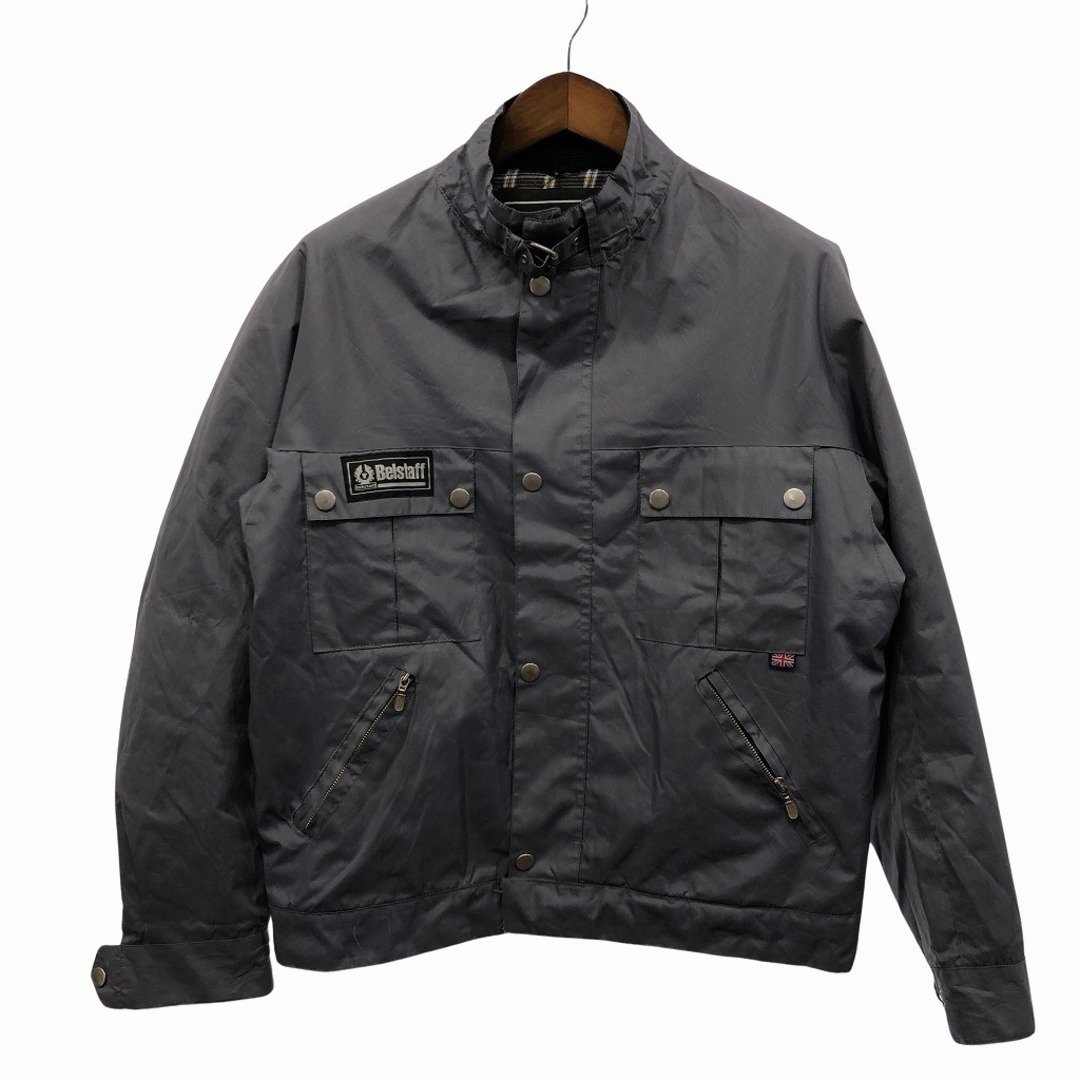 BELSTAFF(ベルスタッフ)のイングランド製 Belstaff ベルスタッフ ナイロン シングルライダース ジャケット 防寒  バイクウェア グレー (メンズ L) 中古 古着 O8482 メンズのジャケット/アウター(その他)の商品写真