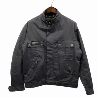 ベルスタッフ(BELSTAFF)のイングランド製 Belstaff ベルスタッフ ナイロン シングルライダース ジャケット 防寒  バイクウェア グレー (メンズ L) 中古 古着 O8482(その他)