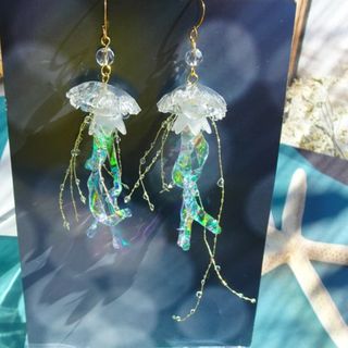 ハンドメイドピアス/イヤリング　海月のピアス　クリアータイプ(ピアス)