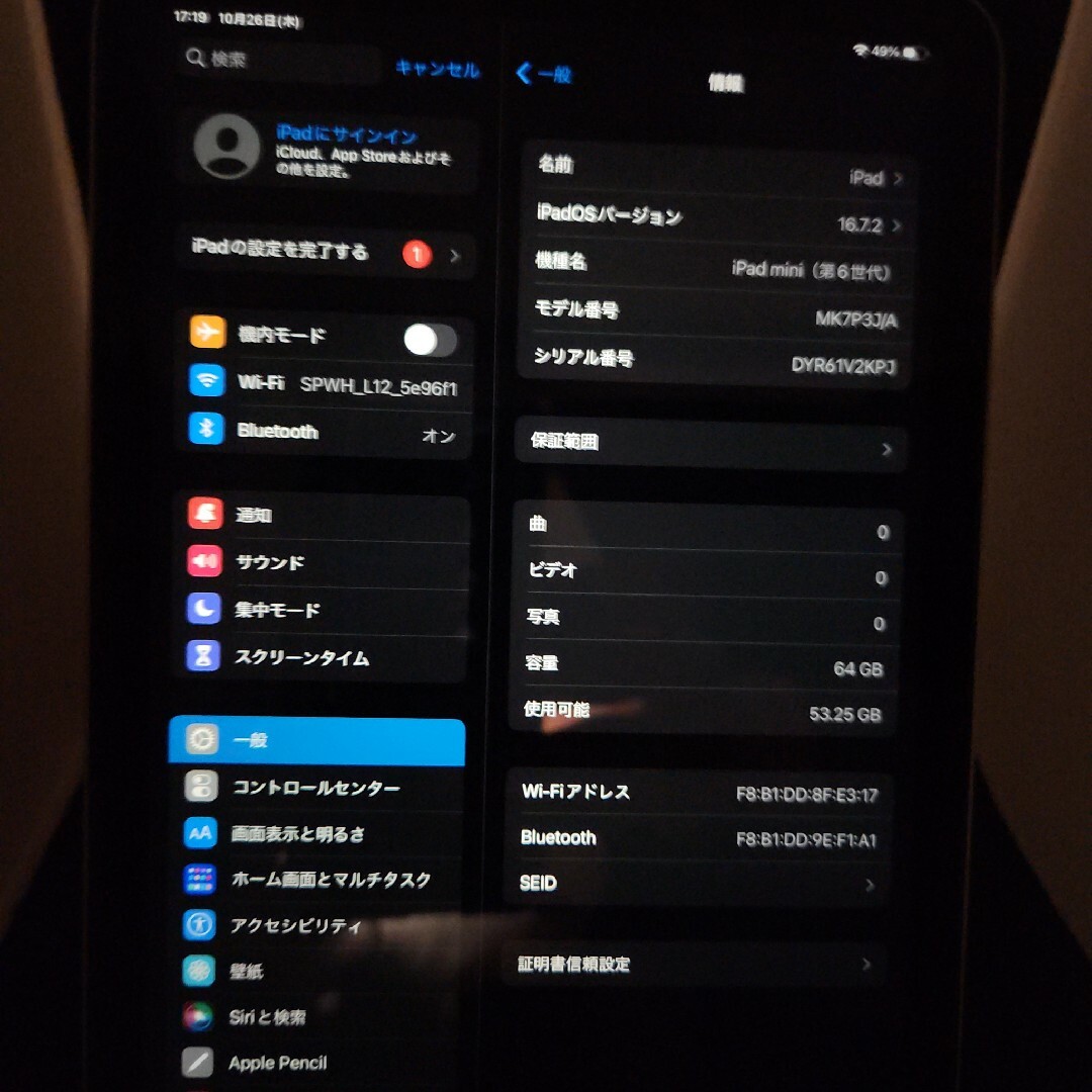 iPad mini　6世代　64GB　Wi-Fi・C専用