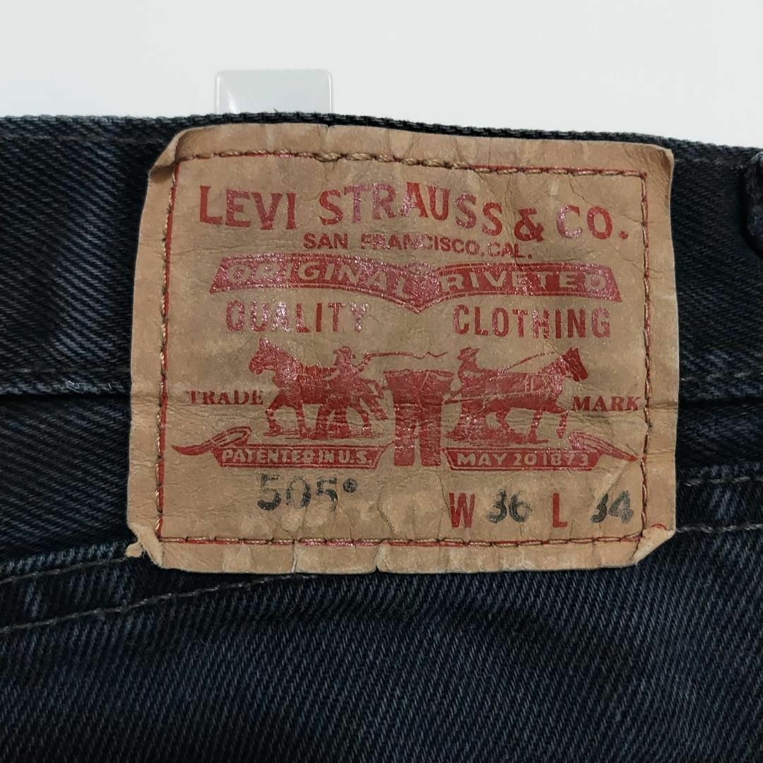 W36 Levi's リーバイス505 ブラックデニム バギーパンツ ワイド 黒 3