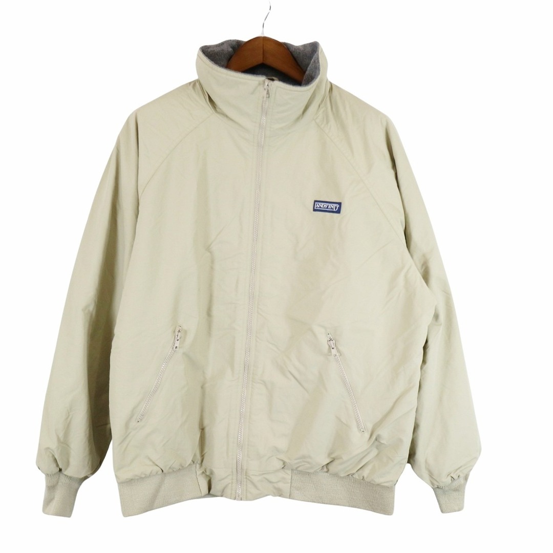 90年代 LANDS' END ランズエンド POLARTEC 裏地フリース ナイロン ジャケット アウトドア ベージュ (メンズ L)   O8552