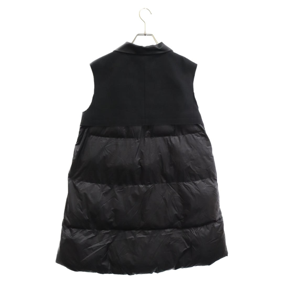 Sacai サカイ WOOL MELTON SLEEVELESS PADDED COAT22-06273 ノースリーブ パディッド切替 ロングコート ブラック レディース