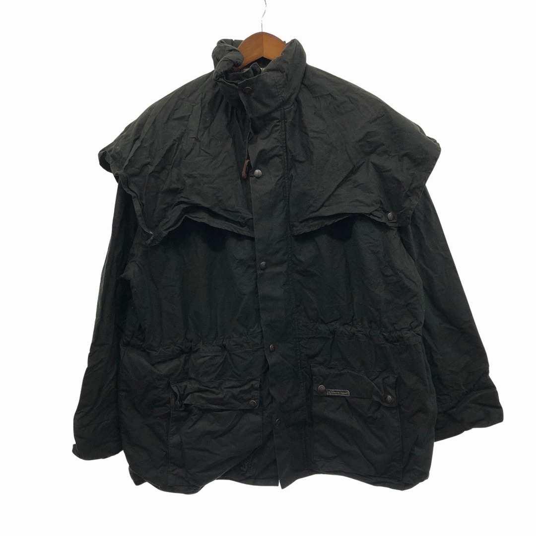UTBACK オイルドジャケット 防寒  大きいサイズ ミドル丈 ブラック (メンズ XL)   O8583