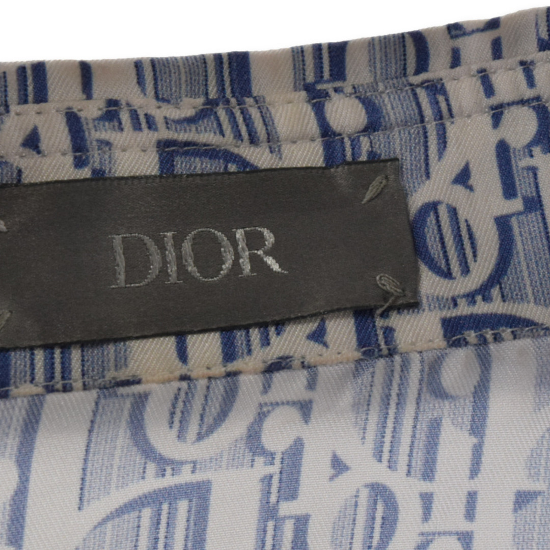 DIOR ディオール オブリーク総柄シルク半袖シャツ 193C545A5872 ホワイト/ブルー