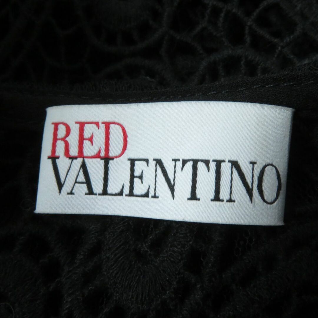 極美品☆正規品 RED VALENTINO レッドヴァレンティノ 襟付き ハート柄総レース ワンピース/ドレス ブラック 38 レディース インナー付き 6